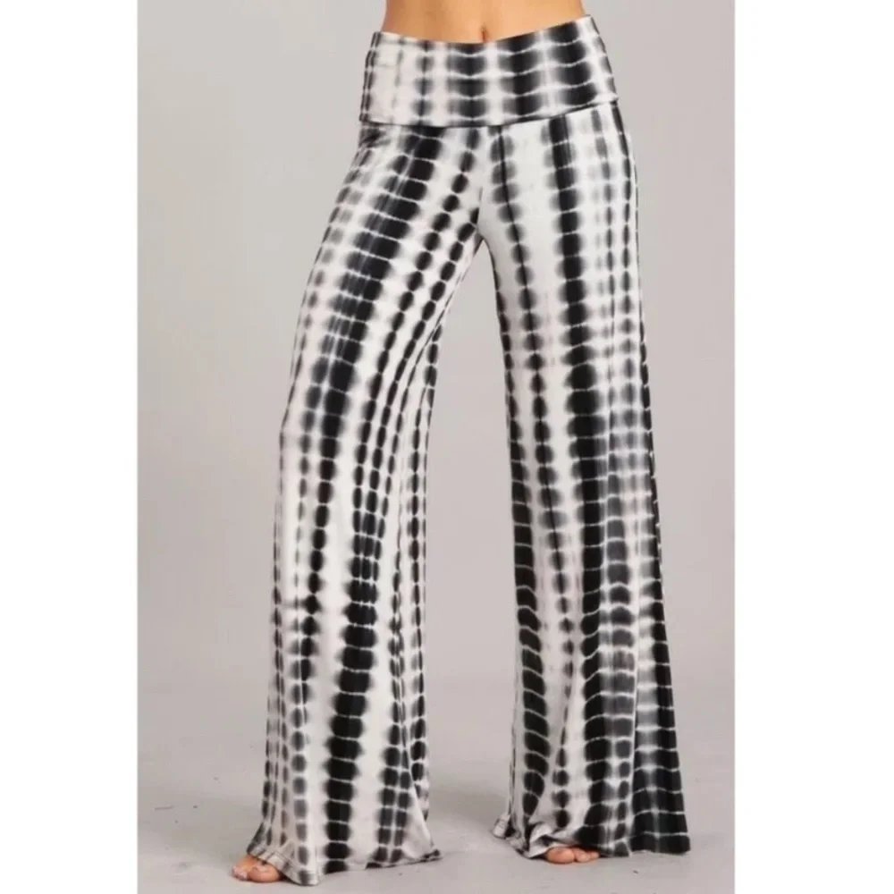SOLD OUT Tie Dye Boho Wide Leg Palazzo High Waist Pants - Picture 2 of 6